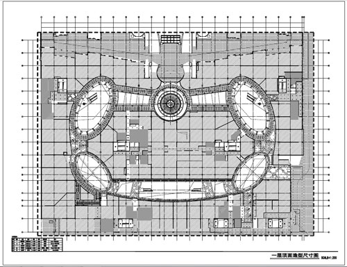 商場深化設(shè)計施工圖一層頂面造型尺寸圖