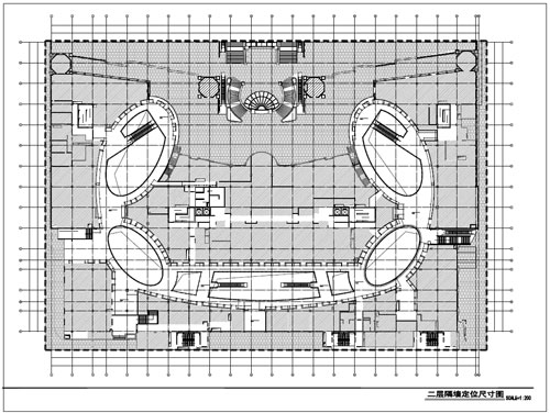 商場深化設(shè)計施工圖二層隔斷定位尺寸圖
