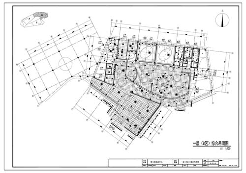 青少年活動(dòng)中心施工圖深化設(shè)計(jì)一層B區(qū)綜合頂面圖