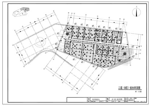 青少年活動(dòng)中心施工圖深化設(shè)計(jì)二層B區(qū)綜合頂面圖