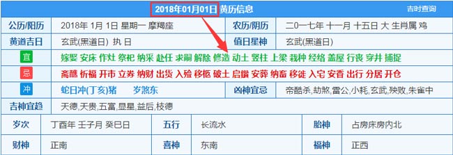 2018年01月01日裝修吉日截圖